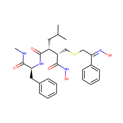 CNC(=O)[C@H](Cc1ccccc1)NC(=O)[C@H](CC(C)C)[C@H](CSC/C(=N/O)c1ccccc1)C(=O)NO ZINC000026997164