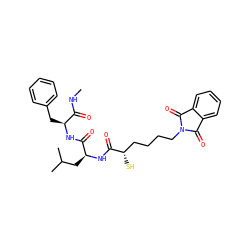 CNC(=O)[C@H](Cc1ccccc1)NC(=O)[C@H](CC(C)C)NC(=O)[C@@H](S)CCCCN1C(=O)c2ccccc2C1=O ZINC000026661202