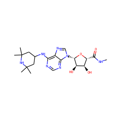 CNC(=O)[C@H]1O[C@@H](n2cnc3c(NC4CC(C)(C)NC(C)(C)C4)ncnc32)[C@H](O)[C@@H]1O ZINC000049793115