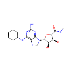 CNC(=O)[C@H]1O[C@@H](n2cnc3c(NC4CCCCC4)nc(N)nc32)[C@H](O)[C@@H]1O ZINC000103299032