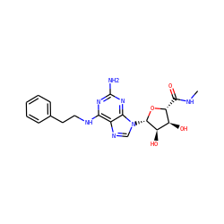 CNC(=O)[C@H]1O[C@@H](n2cnc3c(NCCc4ccccc4)nc(N)nc32)[C@H](O)[C@@H]1O ZINC000103298671