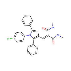 CNC(=O)C(=Cc1cc(-c2ccccc2)n(-c2ccc(Cl)cc2)c1-c1ccccc1)C(=O)NC ZINC000169330187
