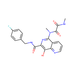 CNC(=O)C(=O)N(C)c1nc(C(=O)NCc2ccc(F)cc2)c(O)c2ncccc12 ZINC000034820438