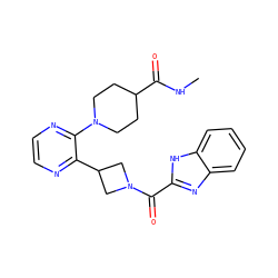 CNC(=O)C1CCN(c2nccnc2C2CN(C(=O)c3nc4ccccc4[nH]3)C2)CC1 ZINC000140128756