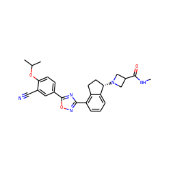 CNC(=O)C1CN([C@H]2CCc3c(-c4noc(-c5ccc(OC(C)C)c(C#N)c5)n4)cccc32)C1 ZINC000204048606