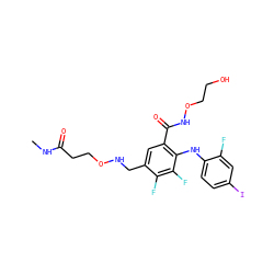 CNC(=O)CCONCc1cc(C(=O)NOCCO)c(Nc2ccc(I)cc2F)c(F)c1F ZINC000096175811