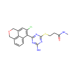 CNC(=O)CCSc1nc(N)nc(-c2c(Cl)cc3c4c(cccc24)COC3)n1 ZINC000043176593