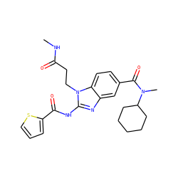 CNC(=O)CCn1c(NC(=O)c2cccs2)nc2cc(C(=O)N(C)C3CCCCC3)ccc21 ZINC000028822769