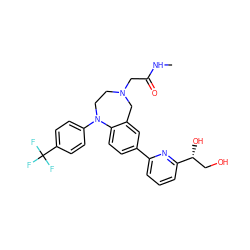 CNC(=O)CN1CCN(c2ccc(C(F)(F)F)cc2)c2ccc(-c3cccc([C@H](O)CO)n3)cc2C1 ZINC000473120678
