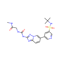CNC(=O)CNC(=O)Nc1nc2ccc(-c3cncc(S(=O)(=O)NC(C)(C)C)c3)cn2n1 ZINC000084671996