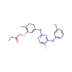 CNC(=O)COC1=C(C)CCC(Nc2ncc(F)c(Nc3cccc(O)c3)n2)=C1 ZINC001772651915