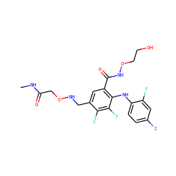 CNC(=O)CONCc1cc(C(=O)NOCCO)c(Nc2ccc(I)cc2F)c(F)c1F ZINC000096175814