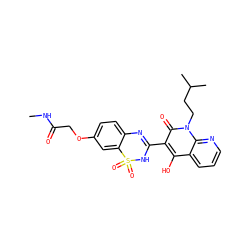 CNC(=O)COc1ccc2c(c1)S(=O)(=O)NC(c1c(O)c3cccnc3n(CCC(C)C)c1=O)=N2 ZINC000101085933