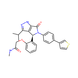 CNC(=O)COc1ccccc1[C@H]1c2c(C(C)C)n[nH]c2C(=O)N1c1ccc(-c2ccsc2)cc1 ZINC000144636373