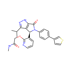 CNC(=O)COc1ncccc1[C@H]1c2c(C(C)C)n[nH]c2C(=O)N1c1ccc(-c2ccsc2)cc1 ZINC000096177061