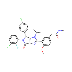 CNC(=O)Cc1ccc(OC)c(-c2nc3c(n2C(C)C)[C@@H](c2ccc(Cl)cc2)N(c2cccc(Cl)c2F)C3=O)c1 ZINC000169705651
