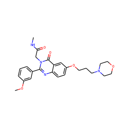 CNC(=O)Cn1c(-c2cccc(OC)c2)nc2ccc(OCCCN3CCOCC3)cc2c1=O ZINC000066078121