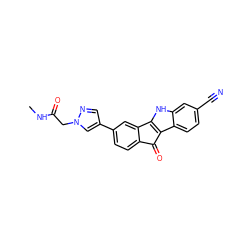 CNC(=O)Cn1cc(-c2ccc3c(c2)-c2[nH]c4cc(C#N)ccc4c2C3=O)cn1 ZINC000653890262