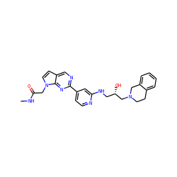 CNC(=O)Cn1ccc2cnc(-c3ccnc(NC[C@H](O)CN4CCc5ccccc5C4)c3)nc21 ZINC000219750471