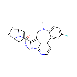 CNC(=O)N1[C@H]2CC[C@@H]1C=C(c1[nH]c3nccc4c3c1CN(C)c1ccc(F)cc1-4)C2 ZINC001772615342