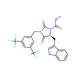 CNC(=O)N1C(=O)N(Cc2cc(C(F)(F)F)cc(C(F)(F)F)c2)C(=O)[C@@H]1Cc1c[nH]c2ccccc12 ZINC000013740642