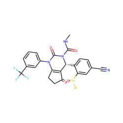 CNC(=O)N1C(=O)N(c2cccc(C(F)(F)F)c2)C2=C(C(=O)CC2)[C@H]1c1ccc(C#N)cc1[S@+](C)[O-] ZINC000212177183