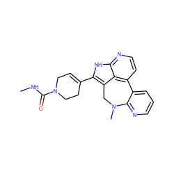 CNC(=O)N1CC=C(c2[nH]c3nccc4c3c2CN(C)c2ncccc2-4)CC1 ZINC001772573233