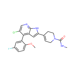 CNC(=O)N1CC=C(c2cc3c(-c4cc(F)ccc4OC)c(Cl)cnc3[nH]2)CC1 ZINC000226097815