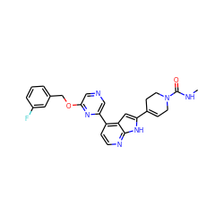 CNC(=O)N1CC=C(c2cc3c(-c4cncc(OCc5cccc(F)c5)n4)ccnc3[nH]2)CC1 ZINC000220306545