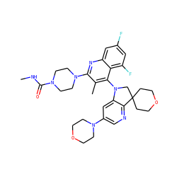 CNC(=O)N1CCN(c2nc3cc(F)cc(F)c3c(N3CC4(CCOCC4)c4ncc(N5CCOCC5)cc43)c2C)CC1 ZINC000118098097