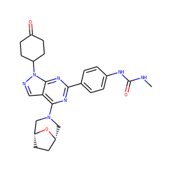CNC(=O)Nc1ccc(-c2nc(N3C[C@@H]4CC[C@H](C3)O4)c3cnn(C4CCC(=O)CC4)c3n2)cc1 ZINC000045386890