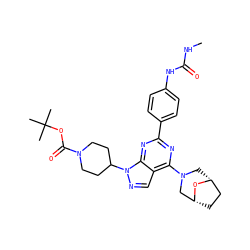 CNC(=O)Nc1ccc(-c2nc(N3C[C@@H]4CC[C@H](C3)O4)c3cnn(C4CCN(C(=O)OC(C)(C)C)CC4)c3n2)cc1 ZINC000049766337
