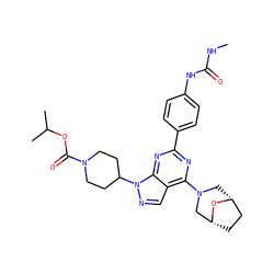 CNC(=O)Nc1ccc(-c2nc(N3C[C@@H]4CC[C@H](C3)O4)c3cnn(C4CCN(C(=O)OC(C)C)CC4)c3n2)cc1 ZINC000049771197