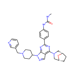 CNC(=O)Nc1ccc(-c2nc(N3C[C@@H]4CC[C@H](C3)O4)c3cnn(C4CCN(Cc5cccnc5)CC4)c3n2)cc1 ZINC000049710296