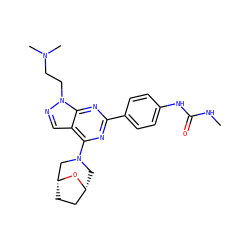 CNC(=O)Nc1ccc(-c2nc(N3C[C@@H]4CC[C@H](C3)O4)c3cnn(CCN(C)C)c3n2)cc1 ZINC000045387329