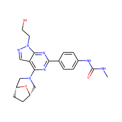 CNC(=O)Nc1ccc(-c2nc(N3C[C@@H]4CC[C@H](C3)O4)c3cnn(CCO)c3n2)cc1 ZINC000045371340