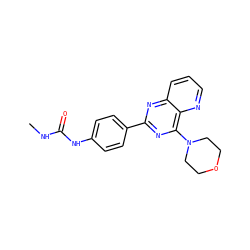 CNC(=O)Nc1ccc(-c2nc(N3CCOCC3)c3ncccc3n2)cc1 ZINC000103255562
