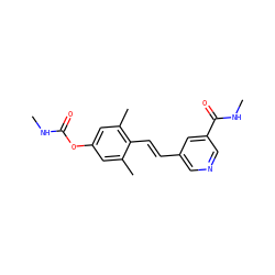 CNC(=O)Oc1cc(C)c(/C=C/c2cncc(C(=O)NC)c2)c(C)c1 ZINC000036187619