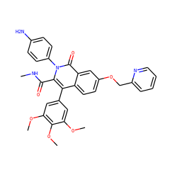 CNC(=O)c1c(-c2cc(OC)c(OC)c(OC)c2)c2ccc(OCc3ccccn3)cc2c(=O)n1-c1ccc(N)cc1 ZINC000026291190