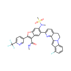CNC(=O)c1c(-c2ccc(C(F)(F)F)nc2)oc2cc(N(C)S(C)(=O)=O)c(-c3ccc4c(n3)-c3cc5c(F)cccc5n3CC4)cc12 ZINC000212183393