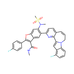 CNC(=O)c1c(-c2ccc(F)cc2)oc2cc(N(C)S(C)(=O)=O)c(-c3ccc4c(n3)-c3cc5c(F)cccc5n3CC=C4)cc12 ZINC000219546867