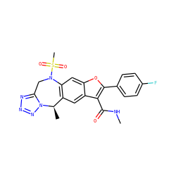 CNC(=O)c1c(-c2ccc(F)cc2)oc2cc3c(cc12)[C@@H](C)n1nnnc1CN3S(C)(=O)=O ZINC000149598551