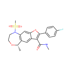 CNC(=O)c1c(-c2ccc(F)cc2)oc2cc3c(cc12)[C@H](C)OCCN3S(C)(=O)=O ZINC000149556962
