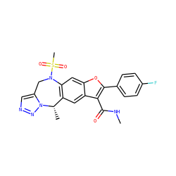 CNC(=O)c1c(-c2ccc(F)cc2)oc2cc3c(cc12)[C@H](C)n1nncc1CN3S(C)(=O)=O ZINC000149596710