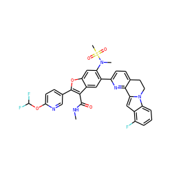CNC(=O)c1c(-c2ccc(OC(F)F)nc2)oc2cc(N(C)S(C)(=O)=O)c(-c3ccc4c(n3)-c3cc5c(F)cccc5n3CC4)cc12 ZINC000212183480