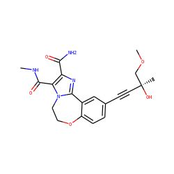 CNC(=O)c1c(C(N)=O)nc2n1CCOc1ccc(C#C[C@](C)(O)COC)cc1-2 ZINC000219539954