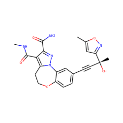 CNC(=O)c1c(C(N)=O)nn2c1CCOc1ccc(C#C[C@@](C)(O)c3cc(C)on3)cc1-2 ZINC000215758836