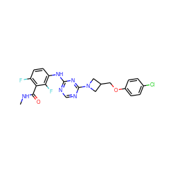 CNC(=O)c1c(F)ccc(Nc2ncnc(N3CC(COc4ccc(Cl)cc4)C3)n2)c1F ZINC001772647758