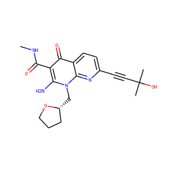 CNC(=O)c1c(N)n(C[C@@H]2CCCO2)c2nc(C#CC(C)(C)O)ccc2c1=O ZINC000096168459