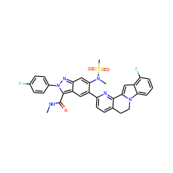 CNC(=O)c1c2cc(-c3ccc4c(n3)-c3cc5c(F)cccc5n3CC4)c(N(C)S(C)(=O)=O)cc2nn1-c1ccc(F)cc1 ZINC000220466965